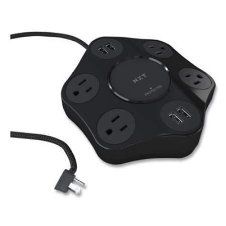 NXT Technologies Surge Protector, 4 AC Outlets, 4 USB Ports, 8 ft Cord, 500 J, Black (24429643)