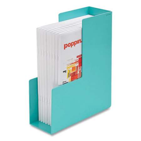 Poppin Plastic Magazine Box, 3.75 x 9.75 x 12.25, Aqua (1266884)