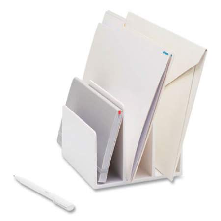 Poppin Fin Series Plastic Mail and File Organizer, 3 Sections, Letter Size Files, 6.5 x 6.4 x 5.5, White (102742)