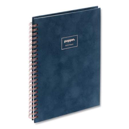 Poppin Work Happy Velvet Wirebound Professional Notebook, Quadrille (Dot Grid) Rule, Storm Blue Cover, 8.25 x 6, 40 Sheets (24356069)