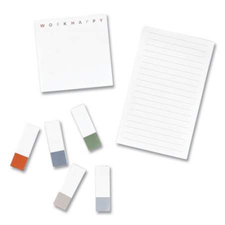 Poppin Work Happy Sticky Note Set, One Lined Writing Pad, One Square Pad, Page Markers in Five Colors, Lagoon, 270 Sheets (107471)