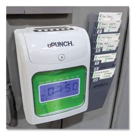 uPunch UB1000 Electronic Non-Calculating Time Clock Bundle, LCD Display, Beige/Green (159971)