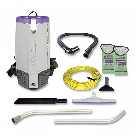 Super Coach Pro 10 Backpack Vacuum with Xover Fixed-Length Two-Piece Wand, 10 qt Tank Capacity, Gray/Purple (107304)