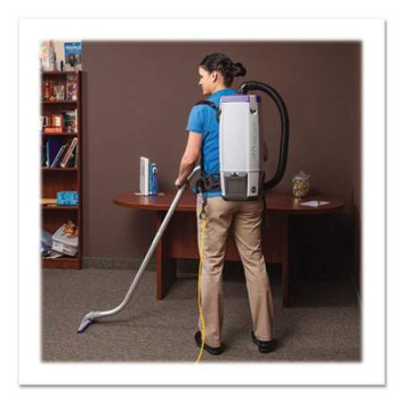 ProTeam Super Coach Pro 10 Backpack Vacuum with Xover Fixed-Length Two-Piece Wand, 10 qt Tank Capacity, Gray/Purple (382185)