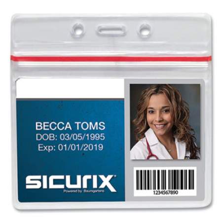 SICURIX Sealable Cardholder, Horizontal, 3.75 x 2.62, Clear, 50/Pack (BAU47830)