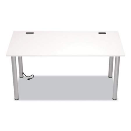 Union & Scale Essentials Writing Table-Desk with Integrated Power Management, 59.7" x 29.3" x 28.8", White/Aluminum (24398966)