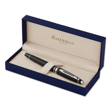 Waterman Expert Roller Ball Pen, Stick, Fine 0.7 mm, Black Ink, Black/Palladium-Chrome Barrel (130574)