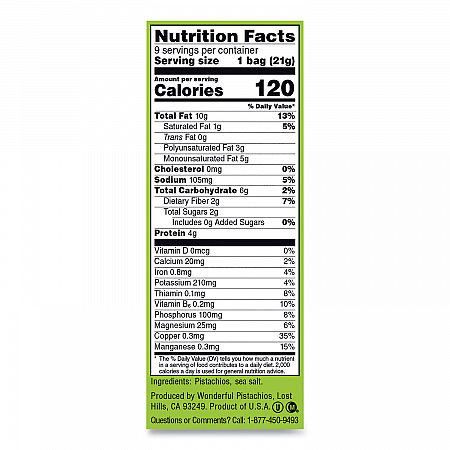 Wonderful No Shells Pistachios, Roasted and Salted, 0.75 oz Bag, 9 Bags/Box, 4 Boxes/Carton (PAR91100)