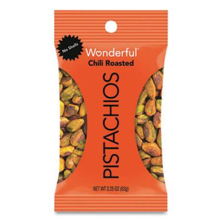 Paramount Farms Wonderful No Shells Pistachios, Chili Roasted, 2.25 oz Bag, 24/Carton (24420305)