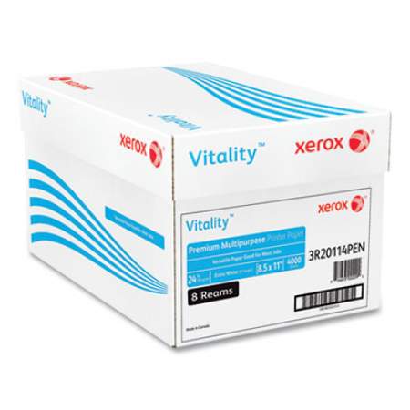 Xerox Vitality Premium Multipurpose Print Paper, 97 Bright, 24 lb, 8.5 x 11, Extra White, 500 Sheets/Ream, 8 Reams/Carton (2141543)