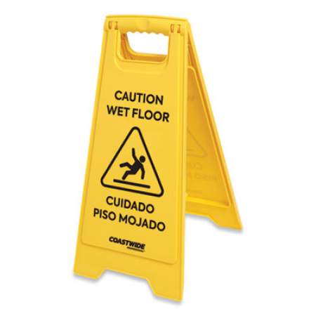 Coastwide Professional Multilingual Caution Floor Sign, Yellow, 12 x 1.2 x 25 (364979)