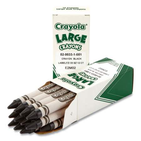 Crayola Large Crayons, Black, 12/Box (520033051)