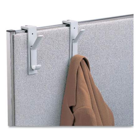 deflecto Partition Double Garment Hooks, Over-the-Panel, 1.5 x 2.5 x 6.5, Gray, 2/Pack (DEF3680909)