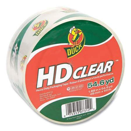 Duck Heavy-Duty Carton Packaging Tape, 3" Core, 1.88" x 54.6 yds, Clear (489419)