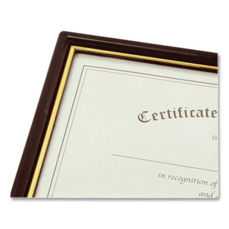NuDell EZ Mount Document Frame with Trim Accent and Glass Face, Plastic, 8.5 x 11 Insert, Black/Gold (709964)
