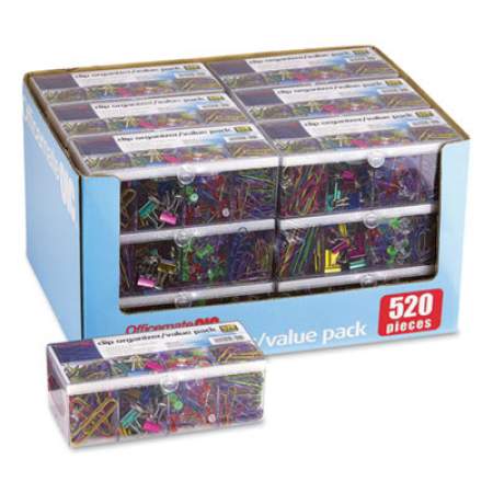 Officemate Clip Organizer/Value Pack, 70 Giant Paper Clips, 270 Small Paper Clips, 50 Mini Binder Clips, 130 Push Pins, 520/Box (2300640)