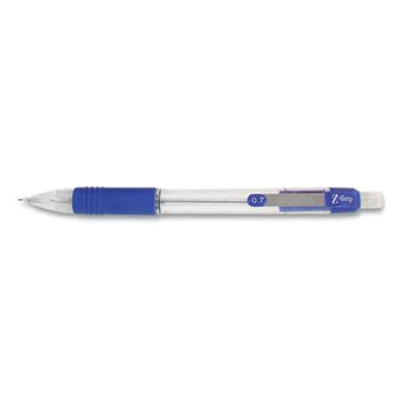 Zebra Z-Grip Mechanical Pencil, 0.7 mm, HB (#2), Black Lead, Clear/Blue Grip Barrel, Dozen (52420)