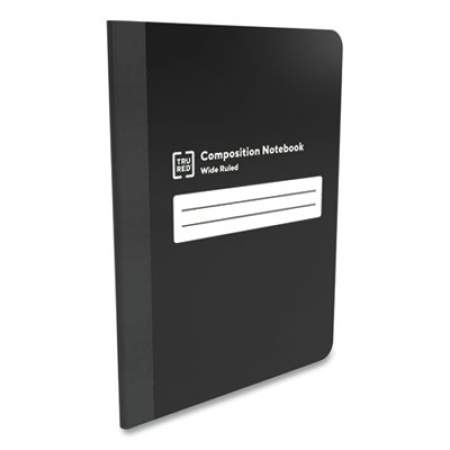 TRU RED Composition Notebook, Wide/Legal Rule, Black Marble Cover, 9.75 x 7.5, 80 Sheets, 4/Pack (24422994)