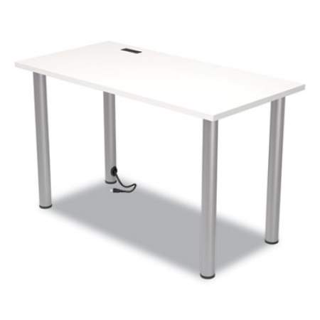 Union & Scale Essentials Writing Table-Desk with Integrated Power Management, 47.5" x 23.7" x 28.8", White/Aluminum (24398970)