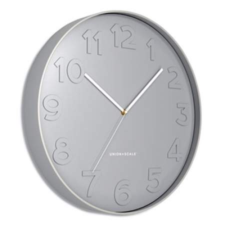 Union & Scale Essentials Mid-Century Round Wall Clock, 12" Overall Diameter, Gray Case, 1 AA (Sold Separately) (24411464)