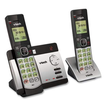 Vtech CS5129-2 Two-Handset Cordless Telephone System, DECT 6.0, Silver/Black (137780)