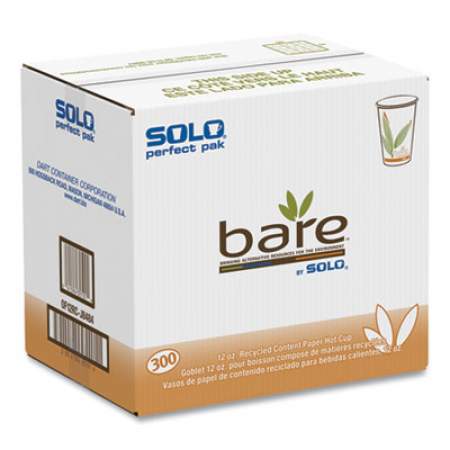 Dart Bare by Solo Eco-Forward Recycled Content PCF Paper Hot Cups, 12 oz, Green/White/Beige, 300/Carton (OF12RCJ8484)