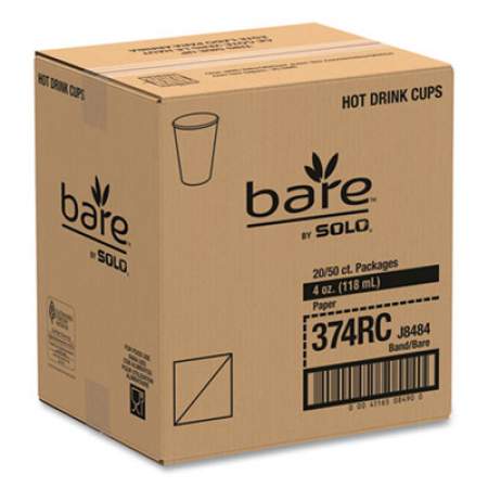 Dart Bare by Solo Eco-Forward Recycled Content PCF Paper Hot Cups, 4 oz, Green/White/Beige, 1,000/Carton (374RC)