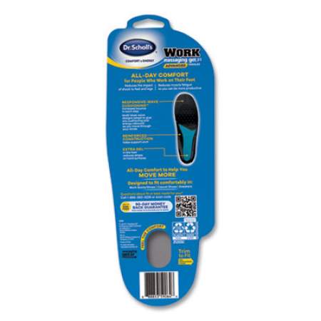 Dr. Scholl's Comfort and Energy Work Massaging Gel Insoles, Women Sizes 6 to 11, Black/Blue, Pair (59064)