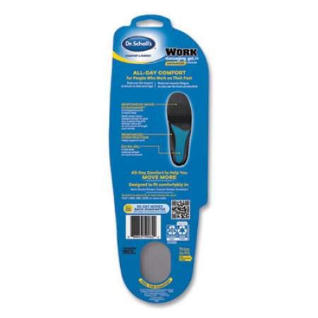Dr. Scholl's Comfort and Energy Work Massaging Gel Insoles, Men Sizes 8 to 14, Black/Blue, Pair (59062)