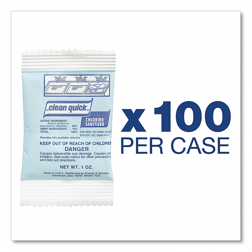 Powdered Chlorine-Based Sanitizer, 1 oz Pack, 100/Carton (02584)