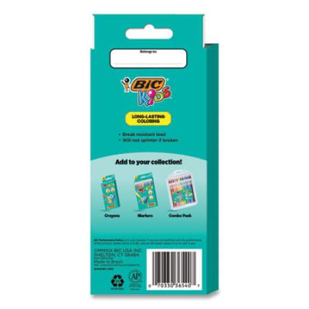 BIC Kids Coloring Pencils, 0.7 mm, HB2 (#2), Assorted Lead, Assorted Barrel Colors, 24/Pack (BKCP24AST)
