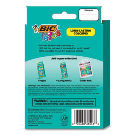 BIC Kids Ultra Washable Markers, Medium Bullet Tip, Assorted Colors, 20/Pack (BKCM20AST)
