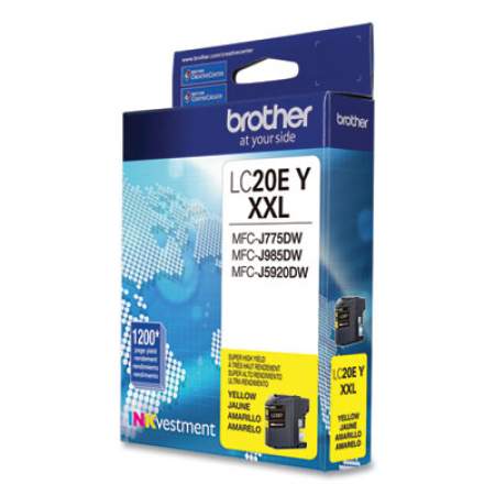 Brother LC20EY INKvestment Super High-Yield Ink, 1,200 Page-Yield, Yellow