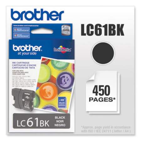 Brother LC61BK Innobella Ink, 450 Page-Yield, Black