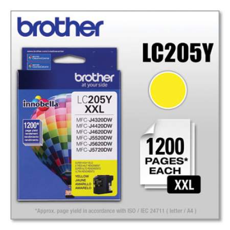 Brother LC205Y Innobella Super High-Yield Ink, 1,200 Page-Yield, Yellow