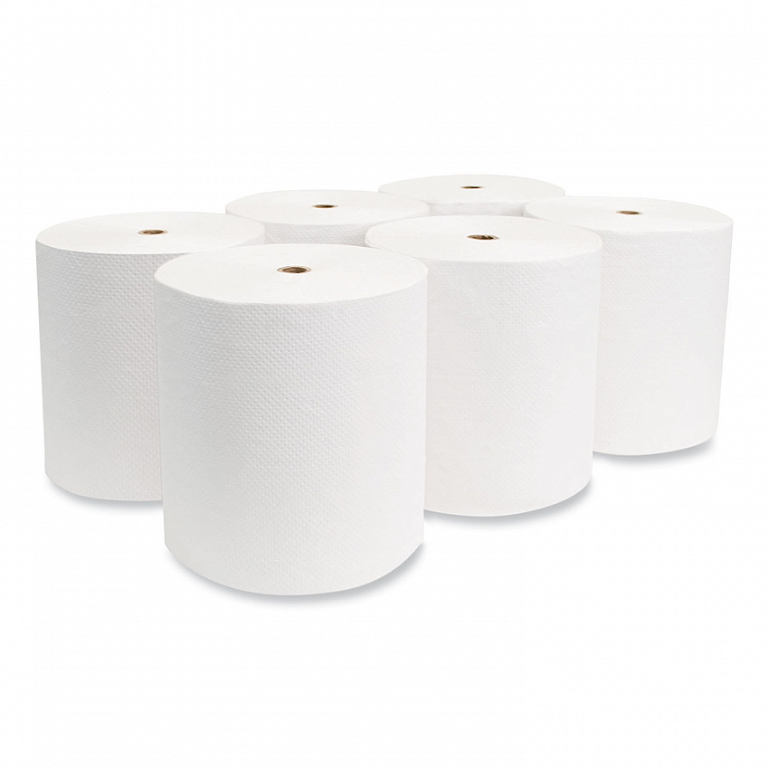 Valay Proprietary Roll Towels, 1-Ply, 8" x 800 ft, White, 6 Rolls/Carton (VW888)
