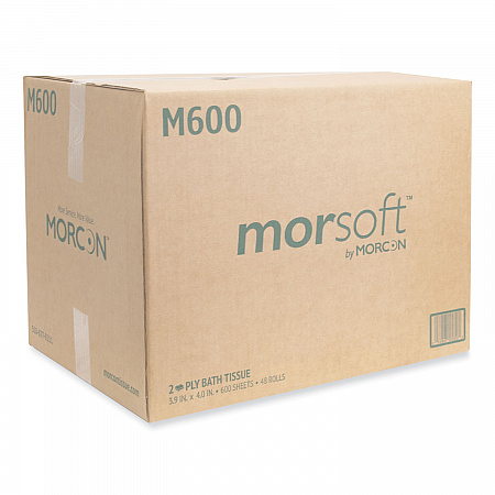 Morsoft Controlled Bath Tissue, Septic Safe, 2-Ply, White, 600 Sheets/Roll, 48 Rolls/Carton (M600)