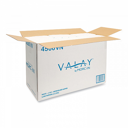 Valay Interfolded Napkins, 2-Ply, 6.5 x 8.25, White, 500/Pack, 12 Packs/Carton (4500VN)