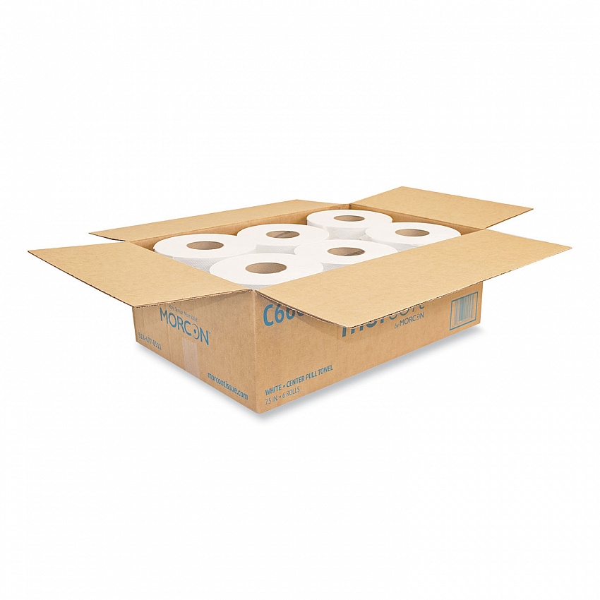 Morsoft Center-Pull Roll Towels, 2-Ply, 6.9" dia, White, 600 Sheets/Roll, 6 Rolls/Carton (C6600)