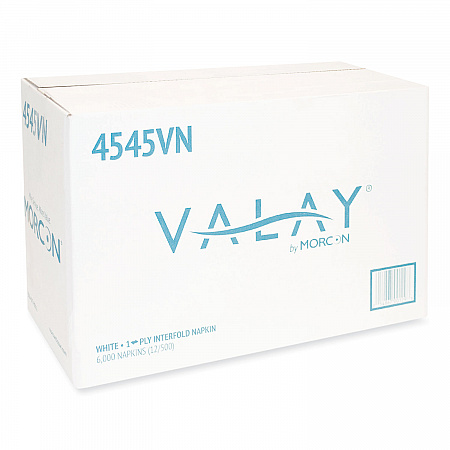 Valay Interfolded Napkins, 1-Ply, White, 6.5 x 8.25, 6,000/Carton (4545VN)