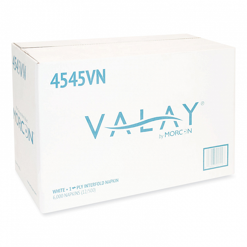 Valay Interfolded Napkins, 1-Ply, White, 6.5 x 8.25, 6,000/Carton (4545VN)