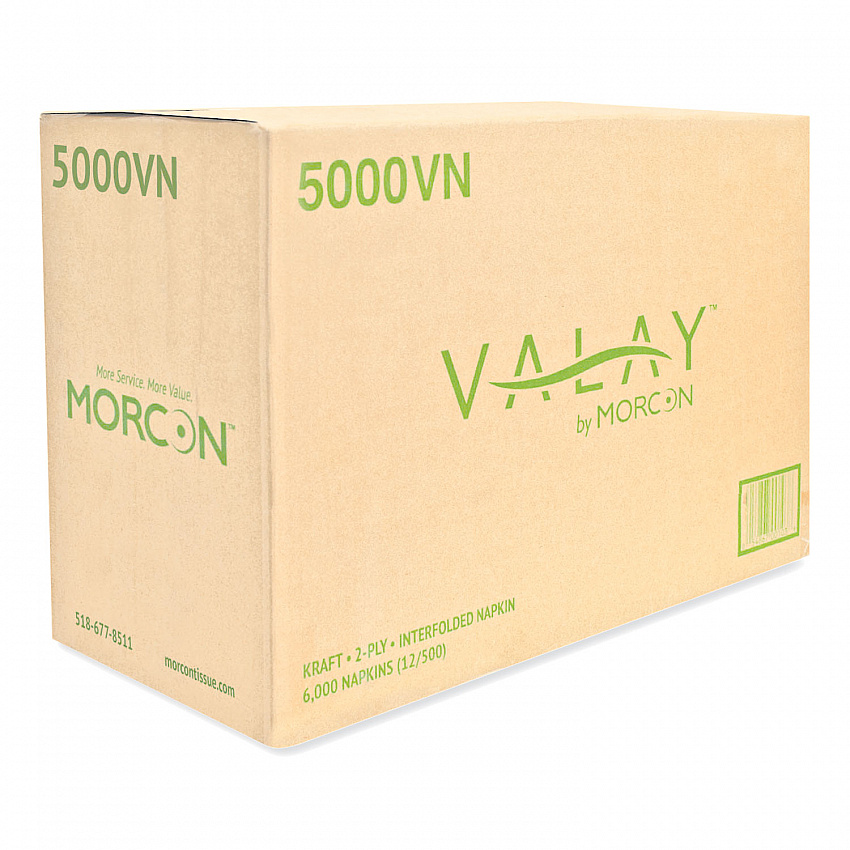 Valay Interfolded Napkins, 2-Ply, 6.5 x 8.25, Kraft, 6,000/Carton (5000VN)