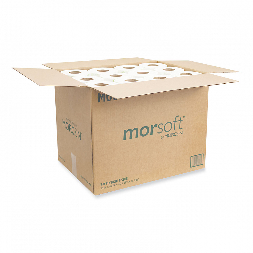 Morsoft Controlled Bath Tissue, Septic Safe, 2-Ply, White, 600 Sheets/Roll, 48 Rolls/Carton (M600)