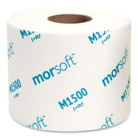 Morcon Morsoft Controlled Bath Tissue, Split-Core, Septic Safe, 1-Ply, White, 3.9" x 4", 1500 Sheets/Roll, 48 Rolls/Carton (M1500)