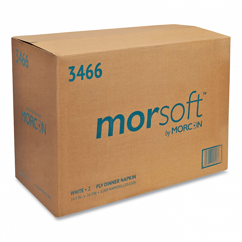 Morsoft Dinner Napkins, 2-Ply, 14.5 x 16.5, White, 3,000/Carton (3466)