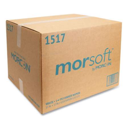 Morcon Morsoft Dinner Napkins, 1-Ply, 15 x 17, White, 141/Pack, 32 Packs/Carton (1517)