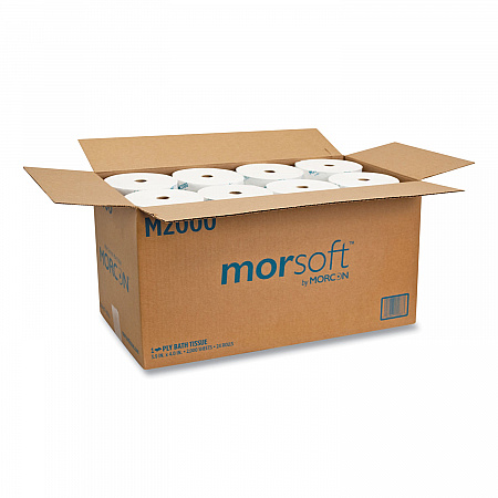 Small Core Bath Tissue, Septic Safe, 1-Ply, White, 2,000 Sheets/Roll, 24 Rolls/Carton (M2000)