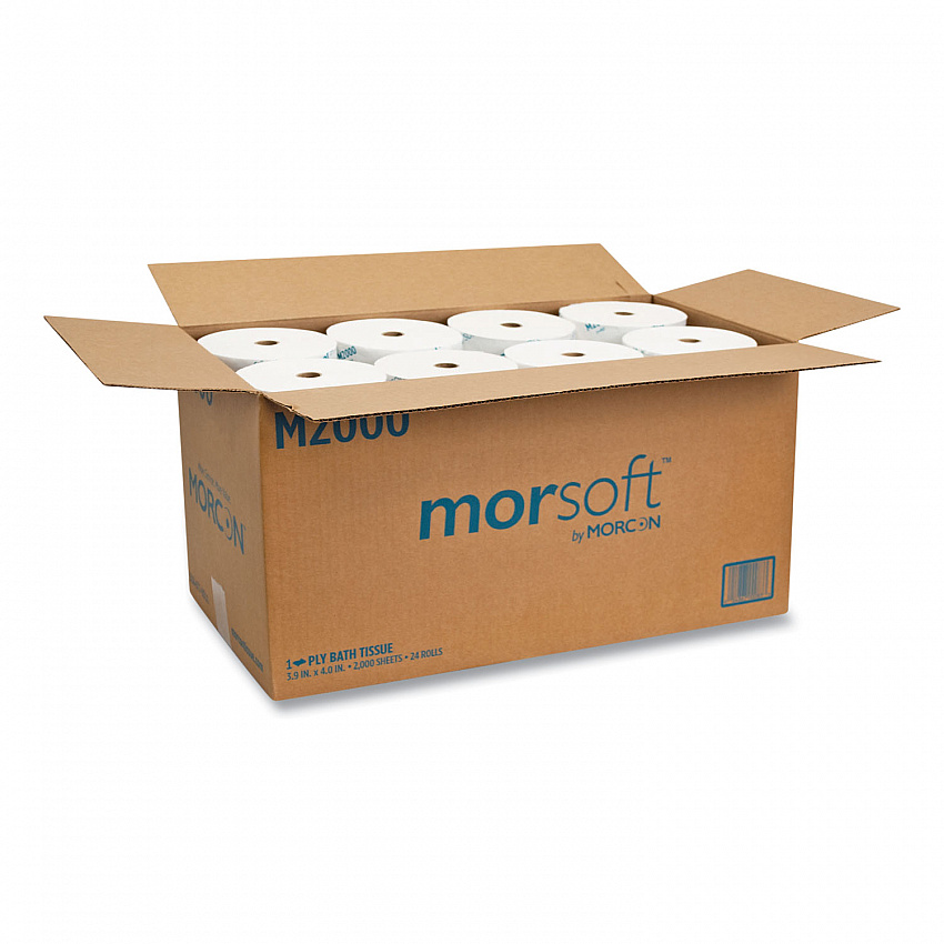 Small Core Bath Tissue, Septic Safe, 1-Ply, White, 2,000 Sheets/Roll, 24 Rolls/Carton (M2000)