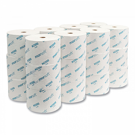 Small Core Bath Tissue, Septic Safe, 1-Ply, White, 2,000 Sheets/Roll, 24 Rolls/Carton (M2000)