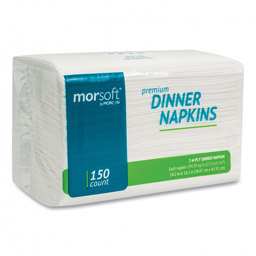 Morsoft Dinner Napkins, 2-Ply, 14.5 x 16.5, White, 3,000/Carton (3466)